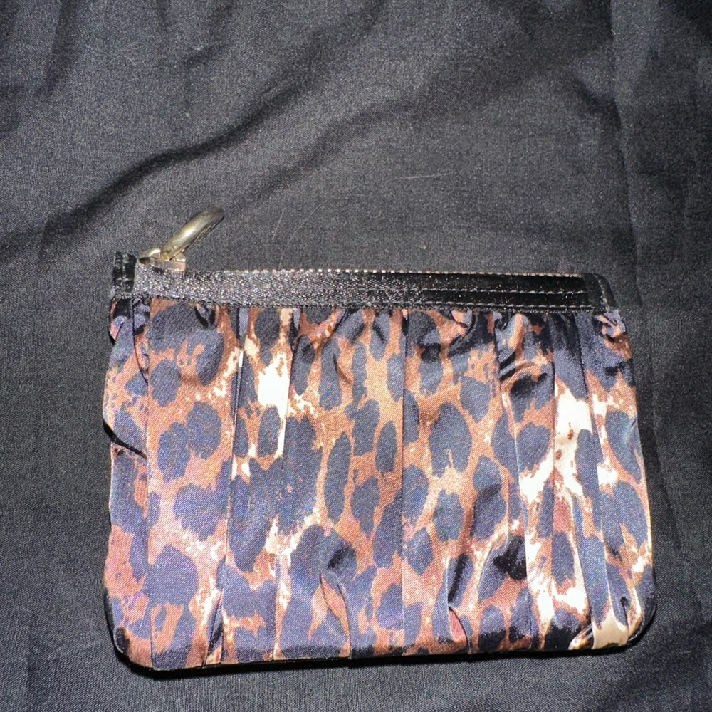 Henri Bendel coin purse leopard and leather